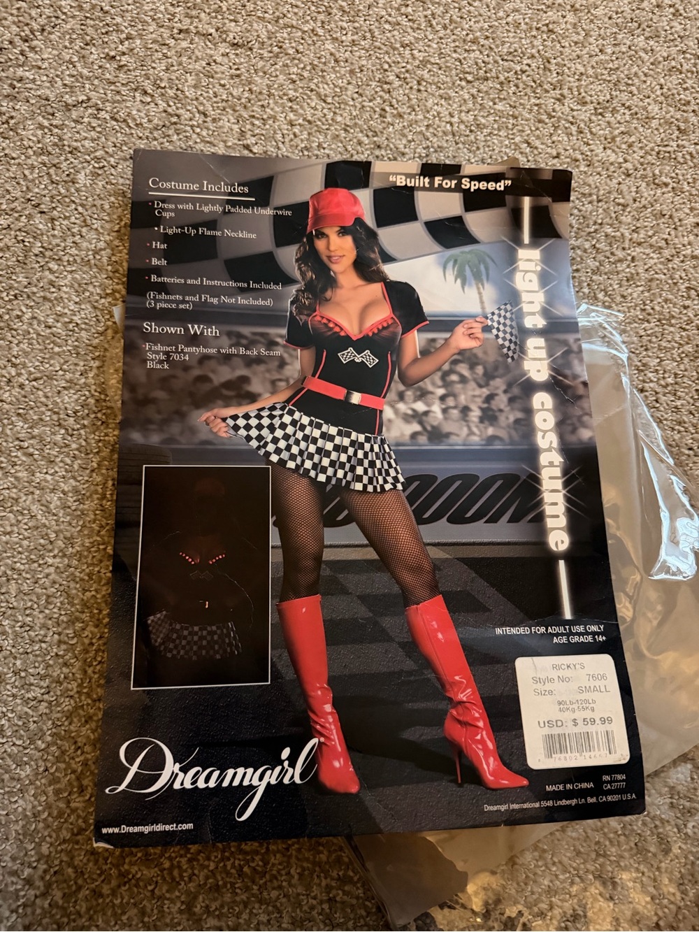 Dreamgirl Red & Black Light-Up Racecar Costume Dress